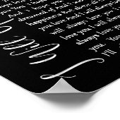 Ich werde immer Liebe Sie Schwarz-Script-Song Lyri Poster (Ecke)