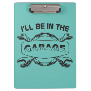 Ich werde in der Garage sein, Mechaniker und Autov Klemmbrett