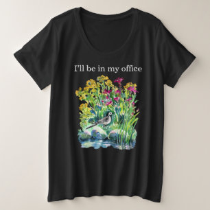 Ich werde in meinem Büro sein Watercolor Floral T‑ Große Größe T-Shirt
