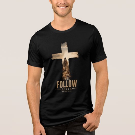 Ich werde Jesus folgen Tri-Blend Shirt (Vorderseite)