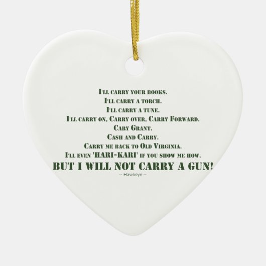 Ich werde keine Waffe tragen Keramik Ornament (Vorne)