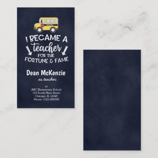 Ich werde Lehrerin Visitenkarte (Vorne/Hinten)