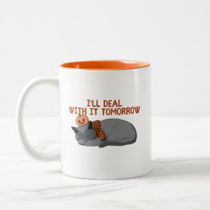 Ich werde mich morgen darum kümmern Katze Zweifarbige Tasse