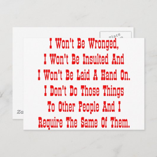 Ich werde mich nicht verletzen, ich werde nicht is postkarte (Vorne/Hinten)