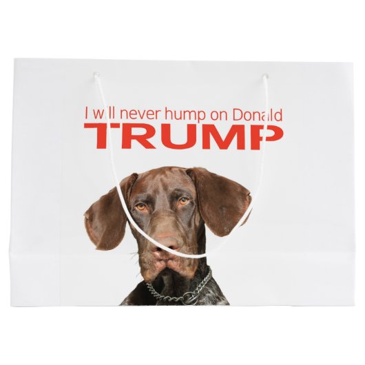 Ich werde nie auf Donald Trump herumhüpfen! Große Geschenktüte (Rückseite)