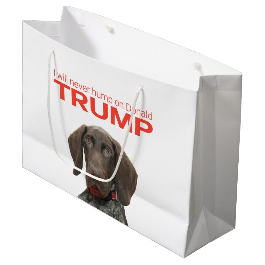 Ich werde nie auf Donald Trump herumhüpfen! Große Geschenktüte (Vorderseite Schrägansicht)