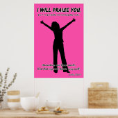 Ich werde Sie loben - Psalm 139:14 Rosa Silhouette Poster (Küche)