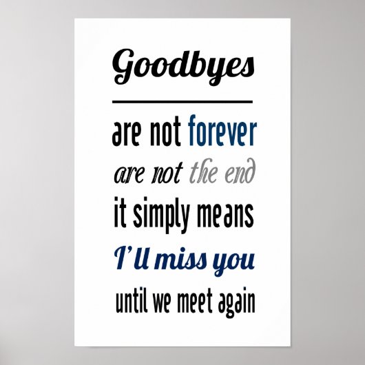 Ich werde Sie vermissen (Standard-Bildformat) Poster (Vorne)