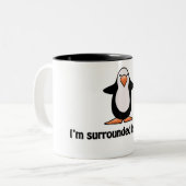 Ich werde von den Idioten umgeben! Zweifarbige Tasse (Vorderseite Links)