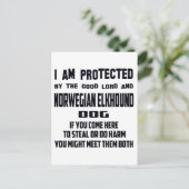 Ich werde von guten Lord und vom Norweger Elkhound Postkarte (Stehend Vorderseite)