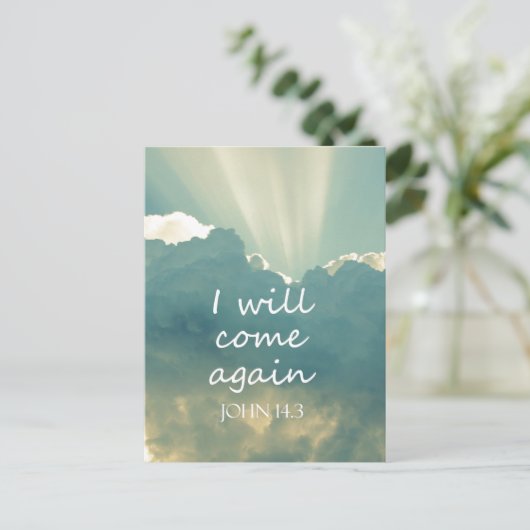 Ich werde wieder Bibelverse kommen Postkarte (Stehend Vorderseite)