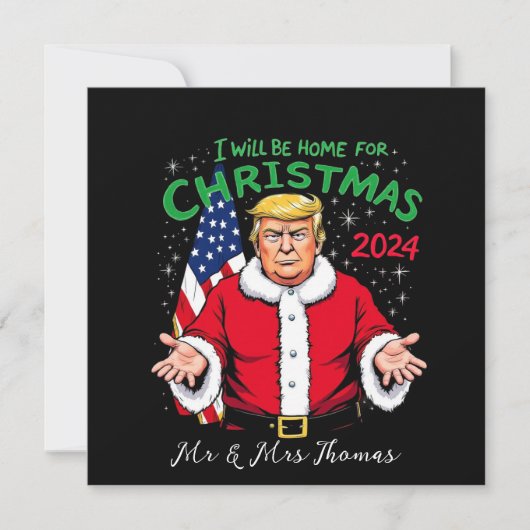 Ich werde zu Weihnachten 2024 Zuhause sein Einladung (Vorderseite)