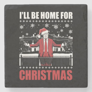 Ich werde zu Weihnachten nach Hause kommen Trump 4 Steinuntersetzer