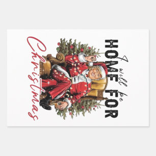 Ich werde zu Weihnachten zu Hause sein Trump Amtse Geschenkpapier Set