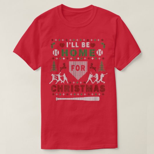 Ich werde Zuhause für Weihnachten Softball zu Weih T-Shirt (Design vorne)