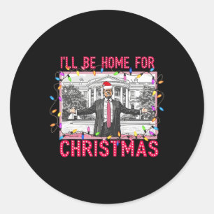 Ich werde Zuhause für Weihnachten Weihnachten Weih Runder Aufkleber