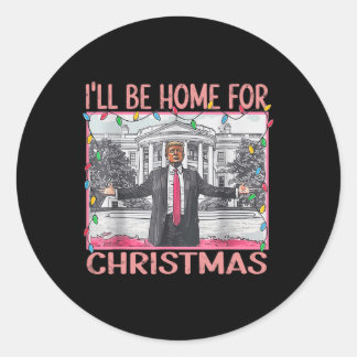 Ich werde Zuhause für Weihnachten Weihnachten Weih Runder Aufkleber