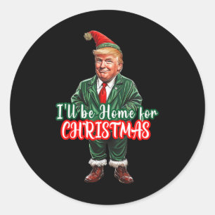 Ich werde Zuhause für Weihnachten Weihnachten Weih Runder Aufkleber