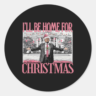 Ich werde Zuhause für Weihnachten Weihnachten Weih Runder Aufkleber