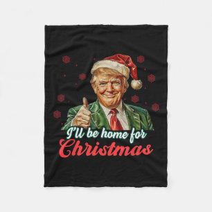 Ich werde Zuhause für Weihnachts-Weihnachtsmann Tr Fleecedecke