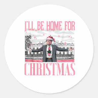 Ich werde Zuhause für Weihnachts-Weihnachtsmann Tr Runder Aufkleber