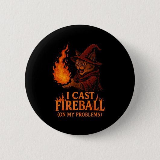 Ich Werfe Feuerball Auf Meine Problemkatze Rpg Gam Button (Vorderseite)