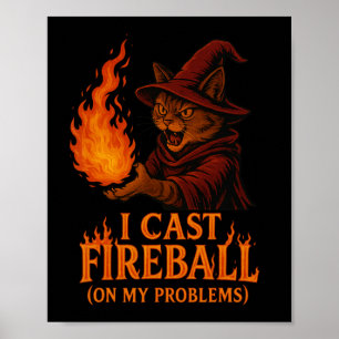 Ich Werfe Feuerball Auf Meine Problemkatze Rpg Gam Poster