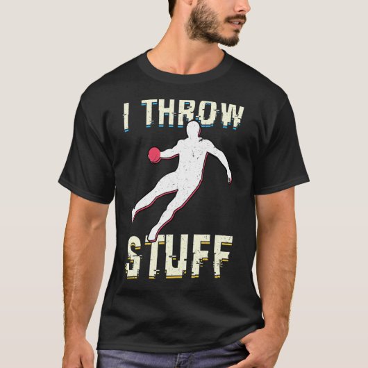Ich werfe Zeug Diskus- und Kugelstoßathlet T-Shirt (Vorderseite)