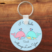 Ich whale immer Liebe Sie Kawaii Blue Schlüsselanhänger (Vorderseite)