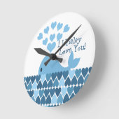 Ich Whaley Liebe Sie! Blau Runde Wanduhr (Winkel)