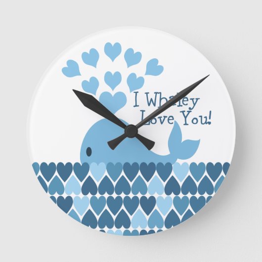 Ich Whaley Liebe Sie! Blau Runde Wanduhr (Vorderseite)