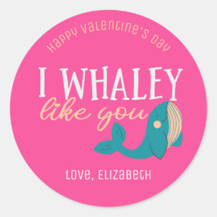 Ich whaley like you Funny Niedlich Valentine's Day Runder Aufkleber