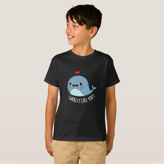 Ich whaley like you Funny Whale Pun Dark BG T-Shirt (Vorne ganz)