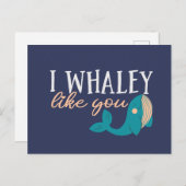 Ich whaley like you Niedlich Whale Funny Valentine Postkarte (Vorne/Hinten)