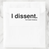Ich widerspreche. Ruth Bader Ginsburg Rechteckiger Aufkleber (Tasche)