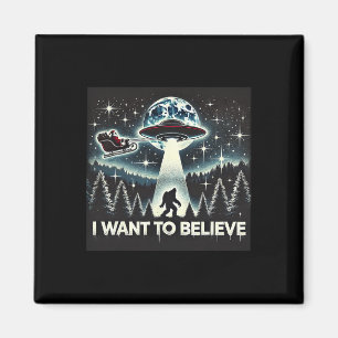 Ich will an lustigen UFO Bigfoot Weihnachtsmann We Magnet