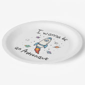 Ich will Astronaut-Cartoon werden Pappteller (Schrägansicht)