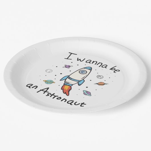 Ich will Astronaut-Cartoon werden Pappteller (Schrägansicht)