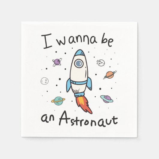 Ich will Astronaut-Cartoon werden Serviette (Vorderseite)