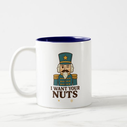 Ich will deine Nüsse - Nussknacker Zwei-Ton-Tasse Zweifarbige Tasse (Links)