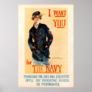 Ich will dich für die Marine 1917 WW1 POSTER DRUCK