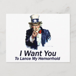 Ich will dich: meinen Hämorrhoidenknoten aufsteche Postkarte