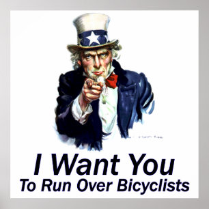 Ich will dich: Plakat zum Überfahren von Radfahrer