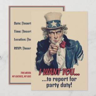 Ich will Dich   Uncle Sam Party Spass Rekrutierung Einladung