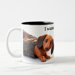 Ich will diesen Hund streicheln Zweifarbige Tasse