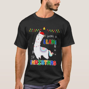 Ich will ein Lama für Weihnachten hässliches Tier T-Shirt