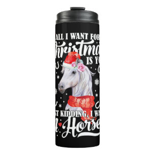 Ich will ein Pferd Weihnachten Pferd T-Shirt Thermosbecher