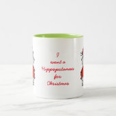 Ich will einen Hippopotamus für Weihnachten Zweifarbige Tasse (Mittel)