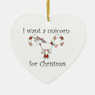 Ich will einen Unicorn für Weihnachtszuckerstange Keramikornament