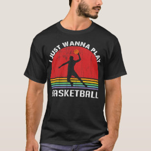 Ich will gerade Basketball spielen - Retro Sunset  T-Shirt